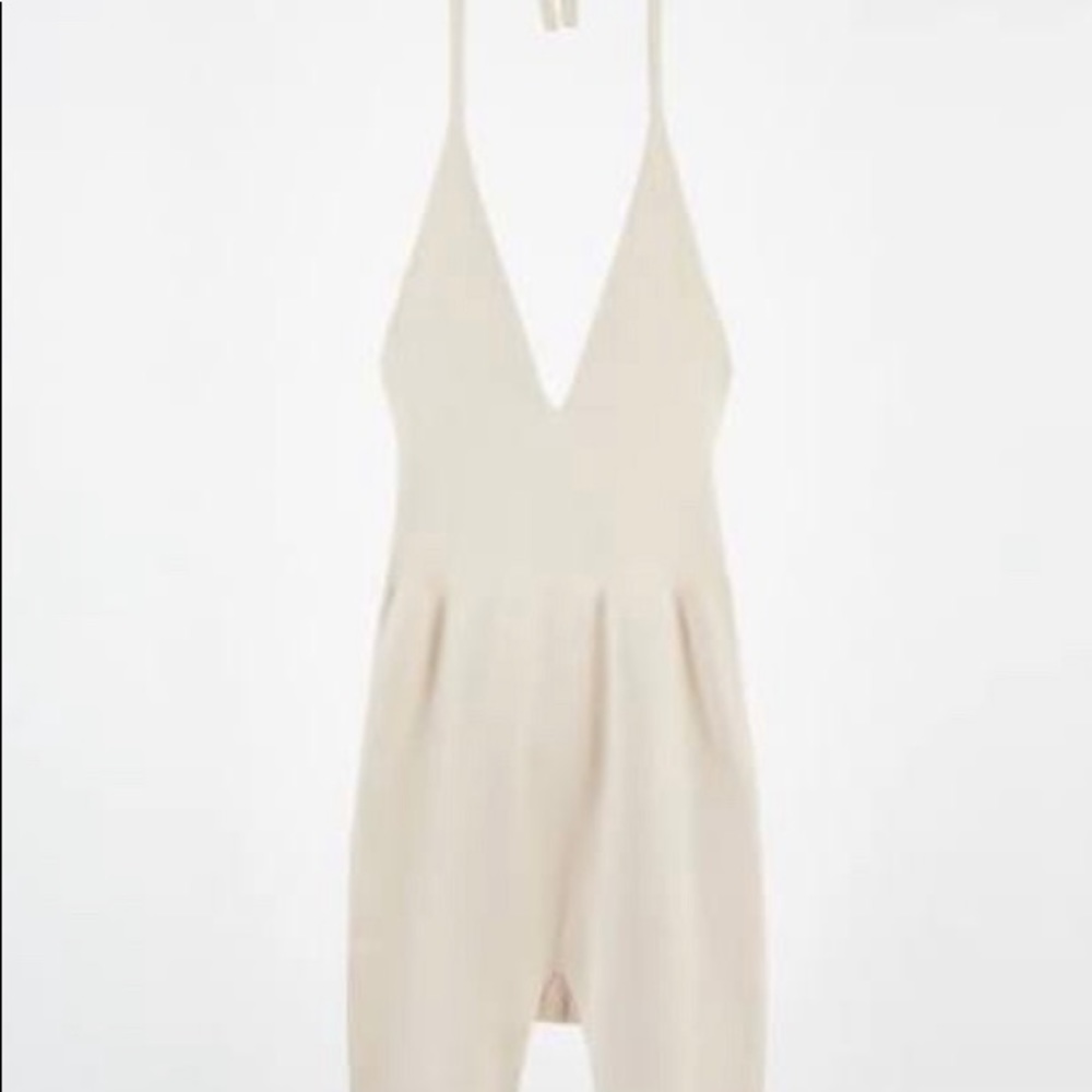 Zara halter open back knit jumpsuit full length